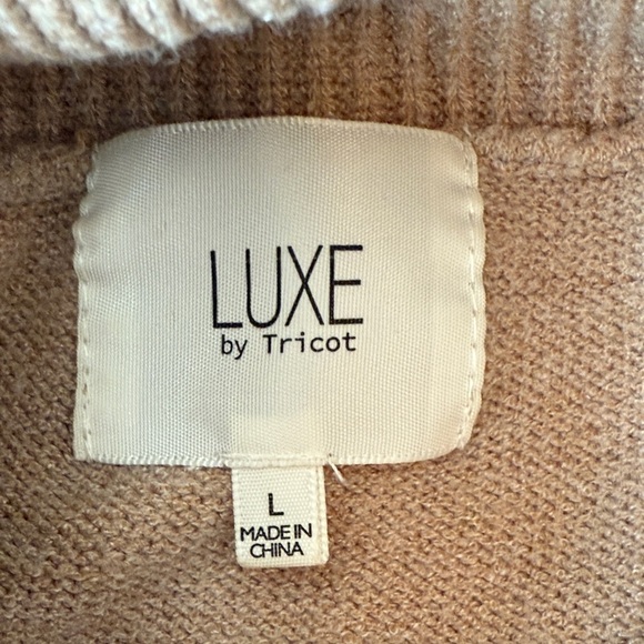 Luxe Cream and Tan Striped Cowl Neck Sweater - Picture 6 of 10